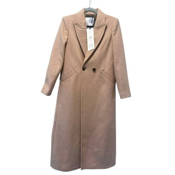 Mango Long Pink Wool Coat Size Medium - Picture 4 of 13